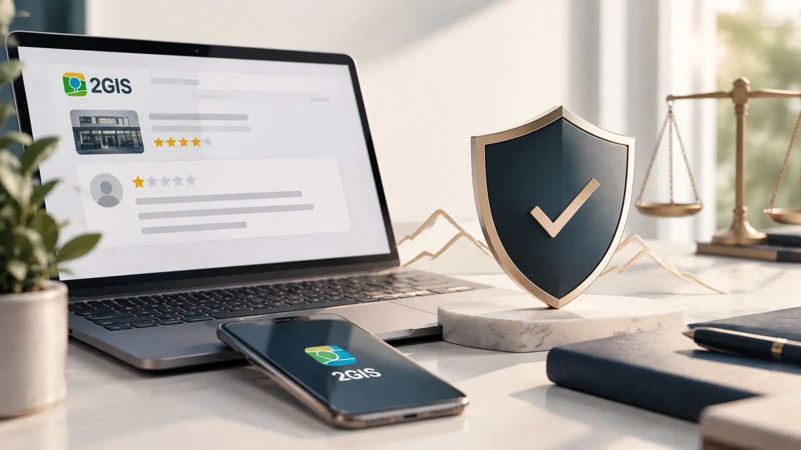 Отзывы о компании в 2ГИС на экране ноутбука и смартфона
